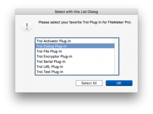 We released Troi Dialog Plug-in 6.5.1 for FileMaker Pro, which adds -ExtraLineHeight switch to the ListDialog function.