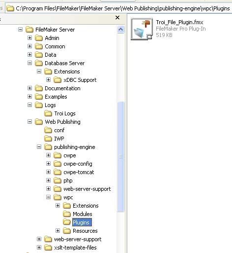 location of web-side FileMaker plug-ins