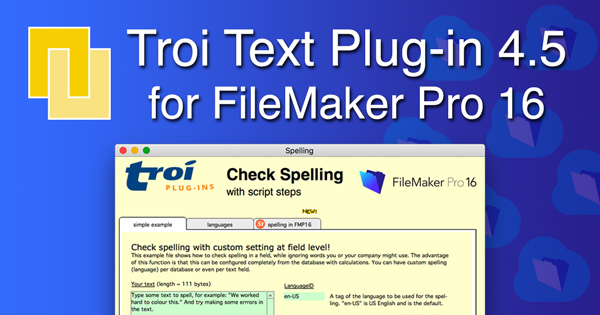 Troi Text Plug in 4.5 for FileMaker Pro 16