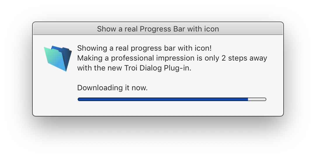 Add Progress Bar dialogs with icon to FileMaker Pro