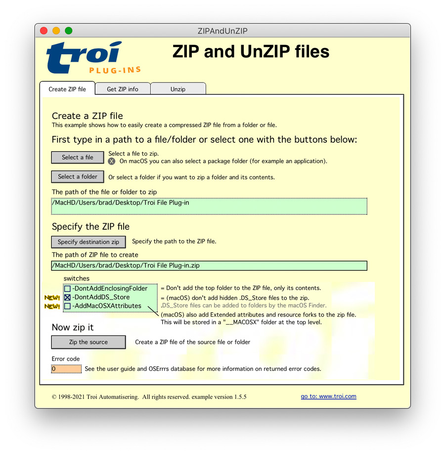 ZIP and UnZIP from FileMaker Pro