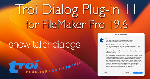 Troi Dialog Plug-in 11 for FileMaker Pro 19.6
