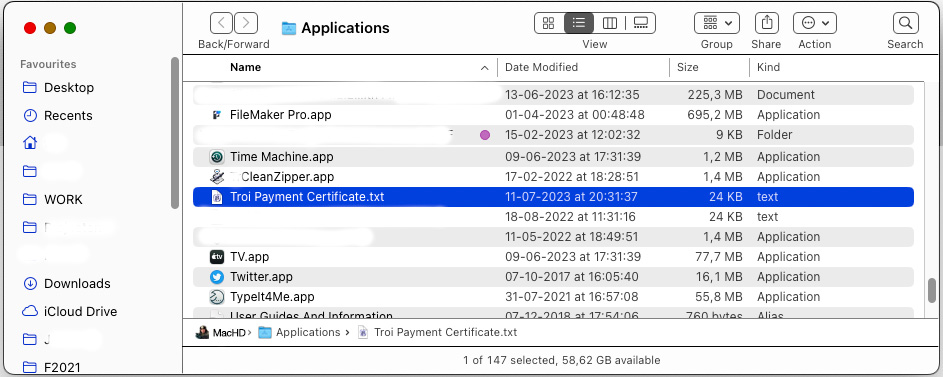 Registering Troi Plug-ins with Troi Payment Certificate.txt in the Applications Folder